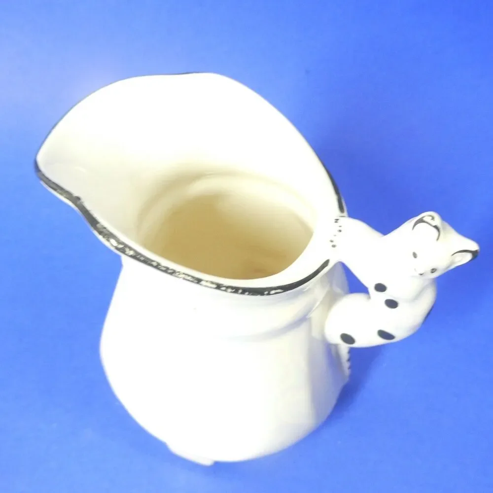 Cat Handle Creamer Vintage Cream Pitcher Porcelain Czechoslovakia